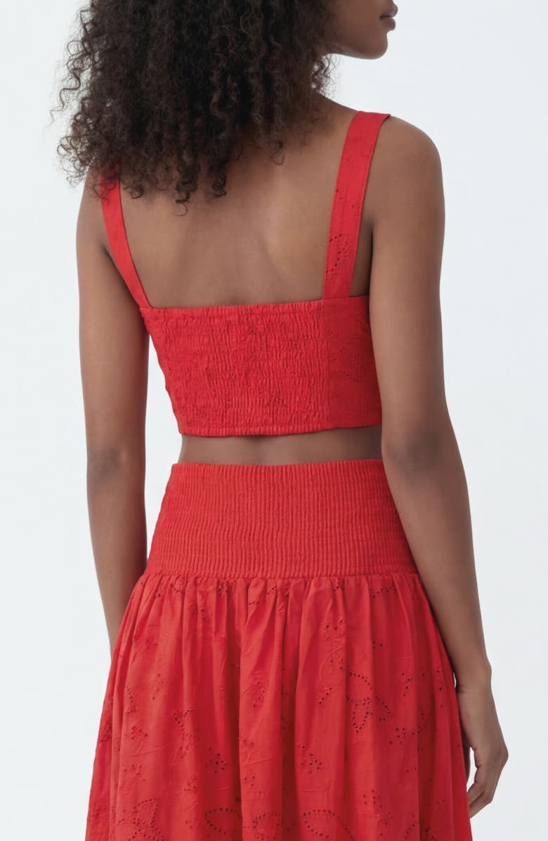 The Lulo Project Seamed Broderie Anglaise Bustier Top, Alternate, color, Koel Eyelet Bird Red