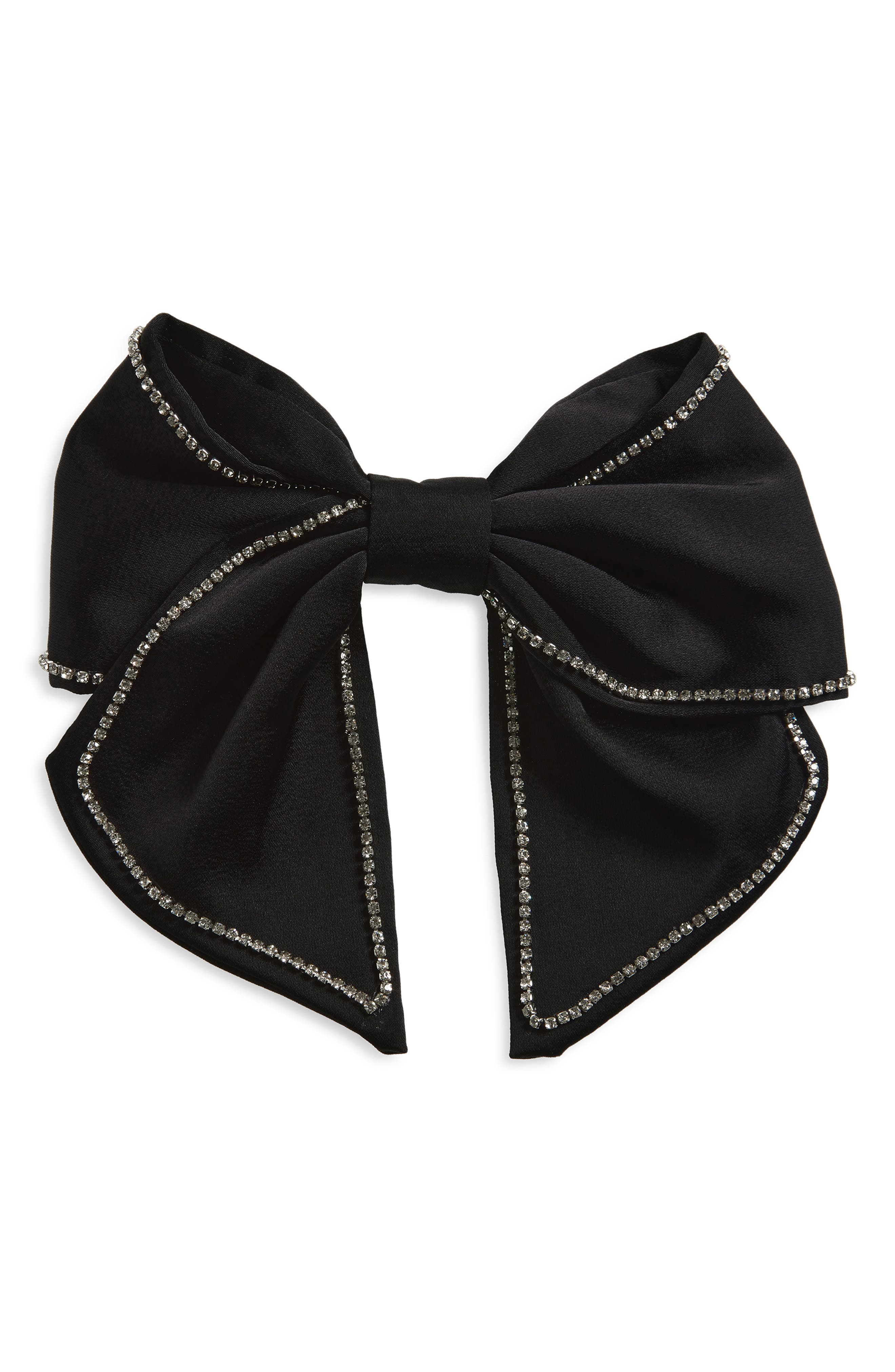 Tasha Rhinestone Bow Barrette In Black