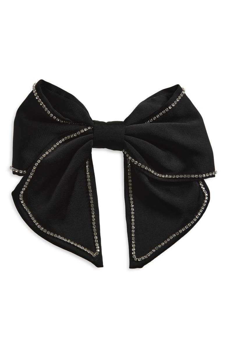 Tasha Rhinestone Bow Barrette, Main, color, Black
