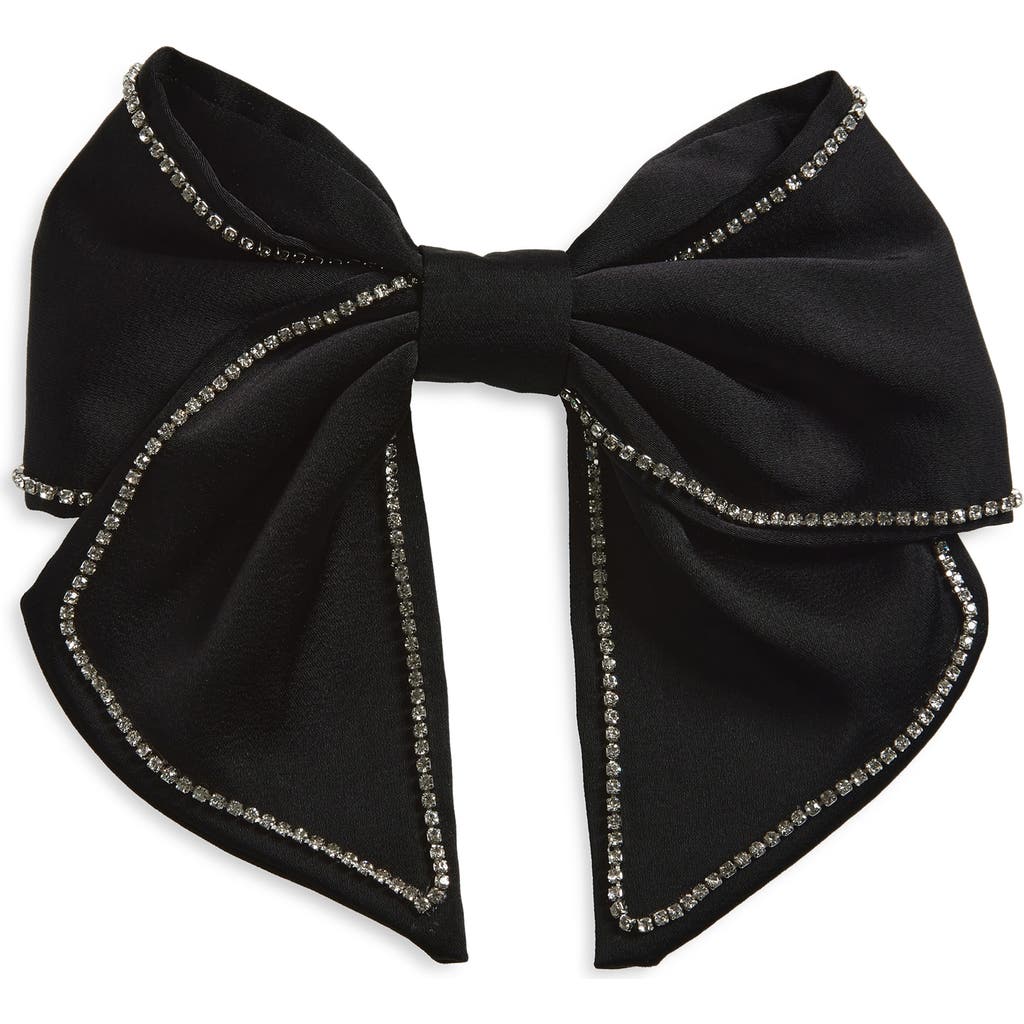 Tasha Rhinestone Bow Barrette In Black