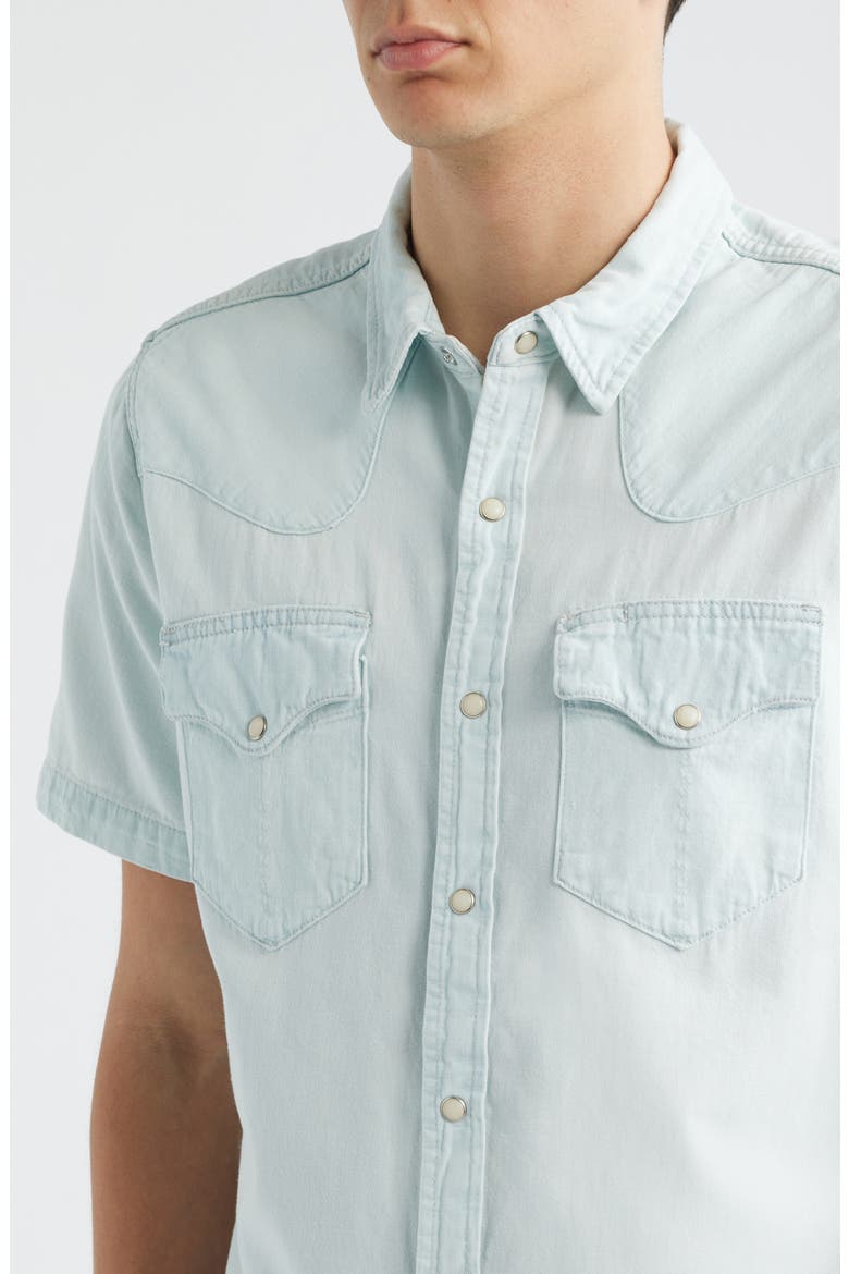 Short Sleeve Denim Snap-Up Shirt, Alternate, color, ULTRA LIGHT