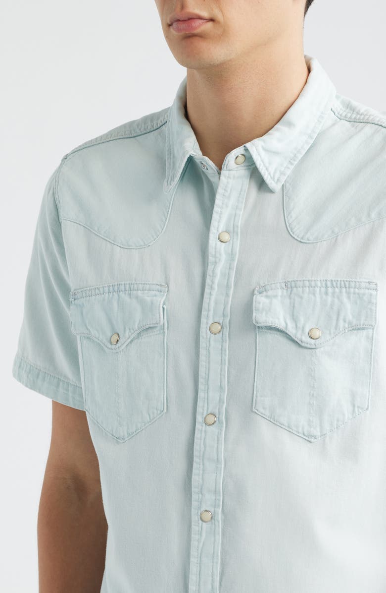 Tecovas Short Sleeve Denim Snap-Up Shirt, Alternate, color, Ultra Light