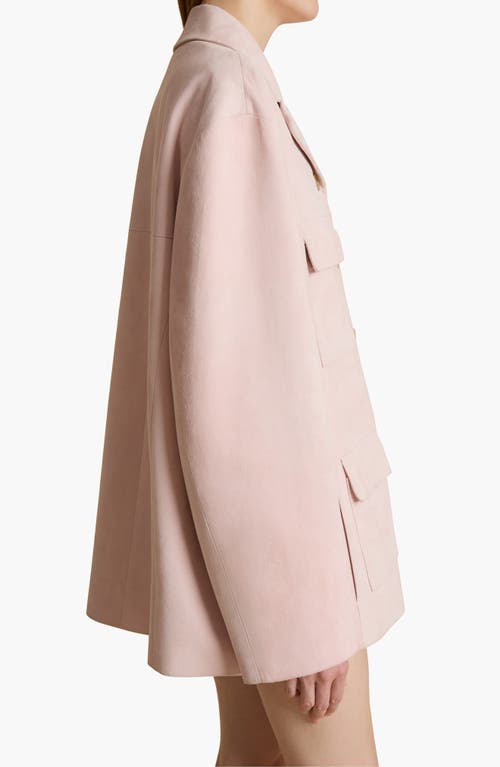 Shop Khaite Morsson Oversize Suede Jacket In Soft Pink