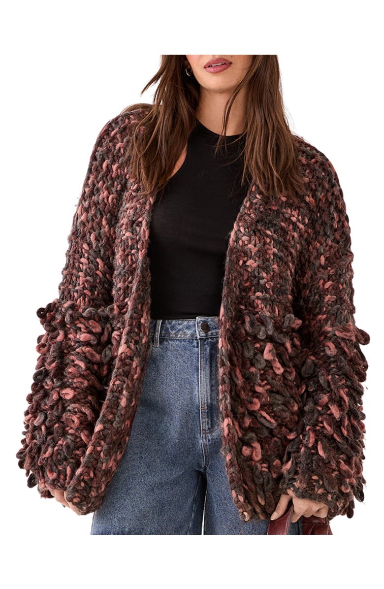 NASTY GAL Extreme Loopy Cardigan, Alternate, color, Pink