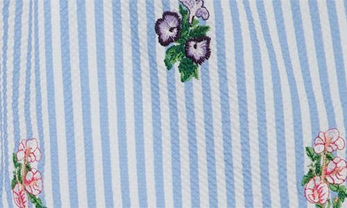Pacsun Embroidered Bouquet 4.5-inch Swim Trunks In Blue