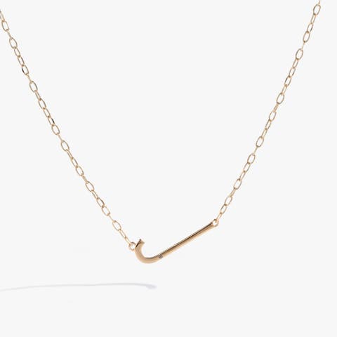 Gold Elongated Initial Pendant Necklace