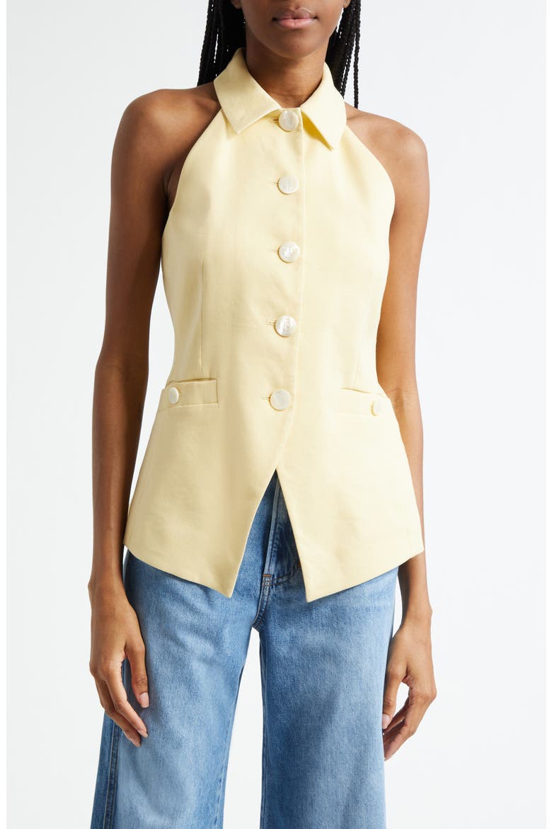 Orlinda Linen Blend Vest, Main, color, CHAMOMILE
