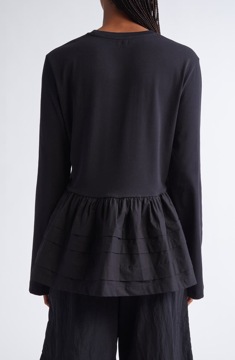 Cecilie Bahnsen Audrey Smocked Long Sleeve Jersey T-Shirt, Alternate, color, Black