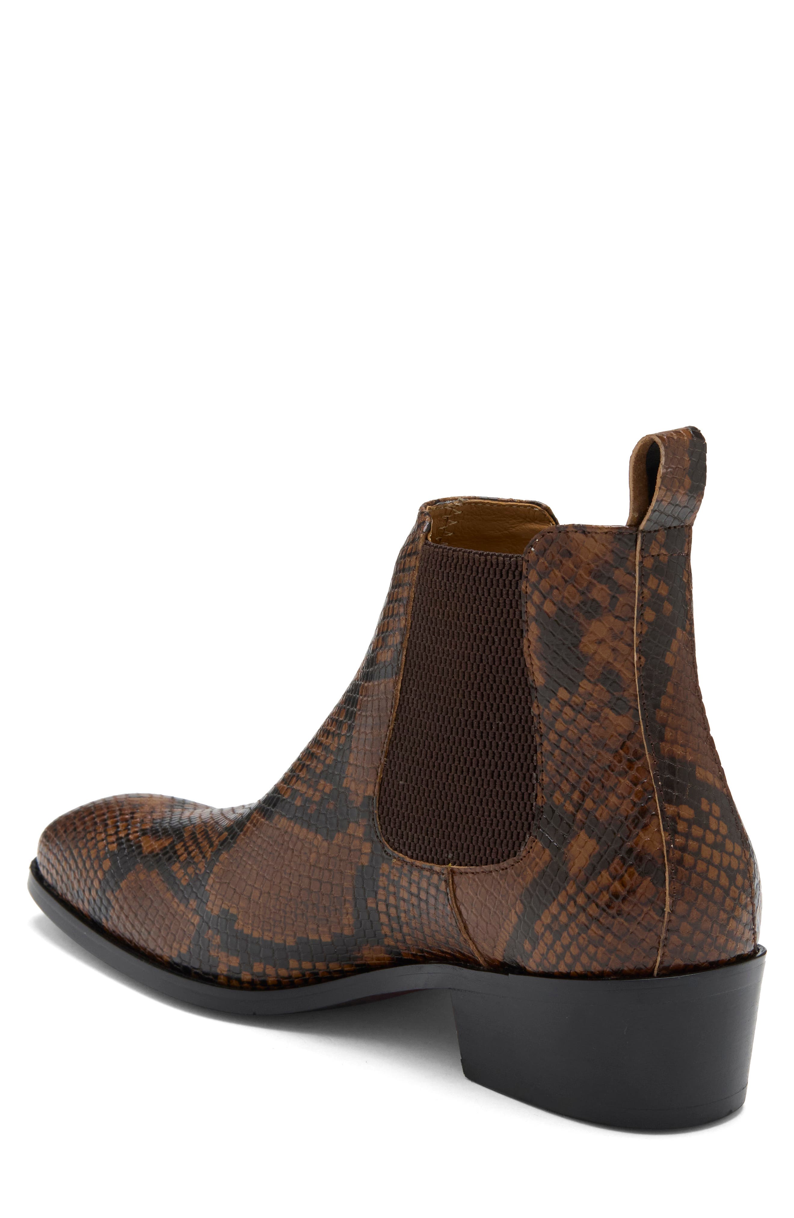Villain Lizard Embossed Leather Chelsea Boot, Alternate, color, BROWN