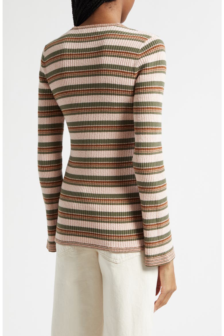 Grazia Stripe Cardigan, Alternate, color, PINK SHELL STONE ARMY