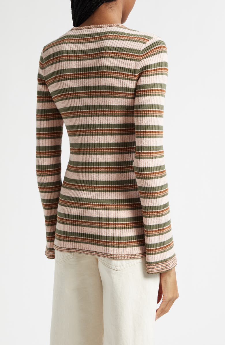 Veronica Beard Grazia Stripe Cardigan, Alternate, color, Pink Shell Stone Army