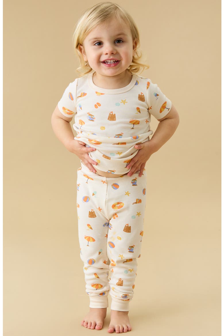Short Sleeve Print Pajama Set, Alternate, color, Beach Print