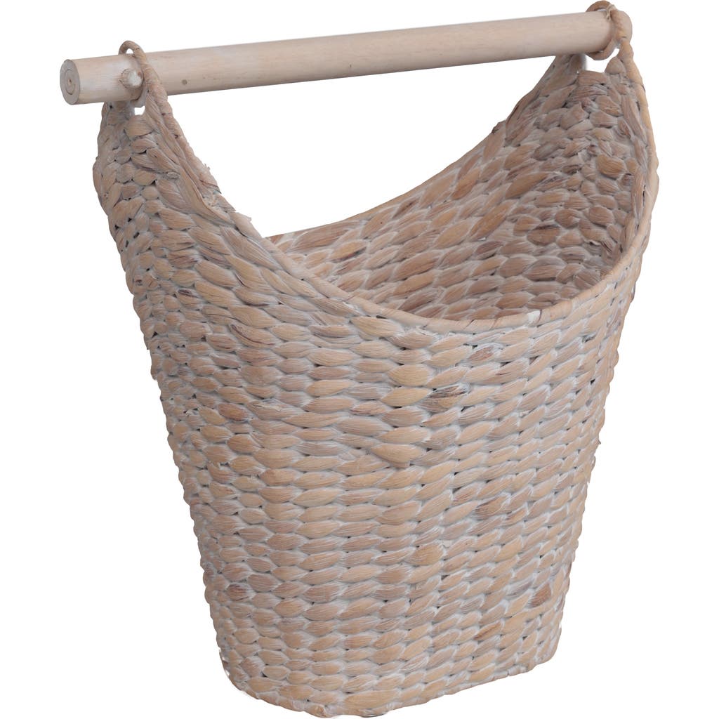 Happimess Talia Classic Coastal Hand-woven Water Hyacinth Toilet Paper Basket With Wood Bar In Nude