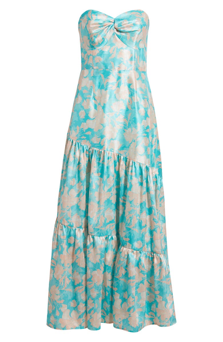 Hutch Phoebe Strapless Maxi Cocktail Dress, Alternate, color, Teal Floral