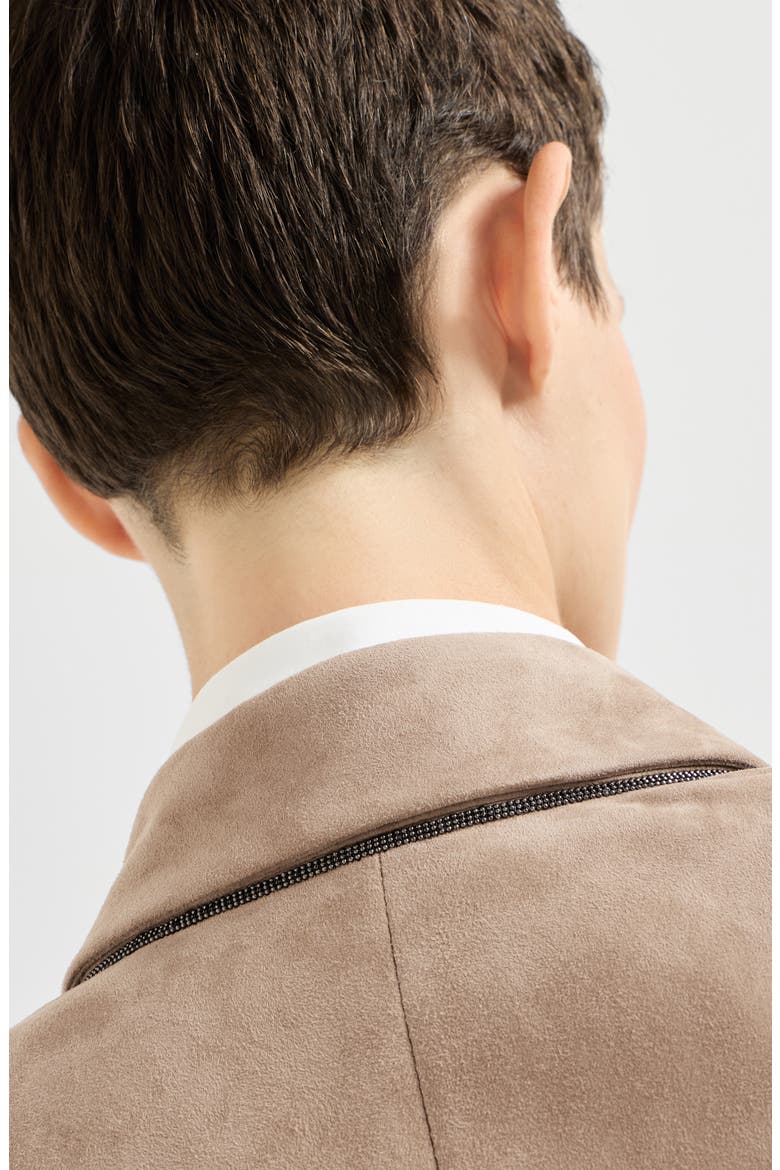 Suede blazer with monili, Alternate, color, Light Brown