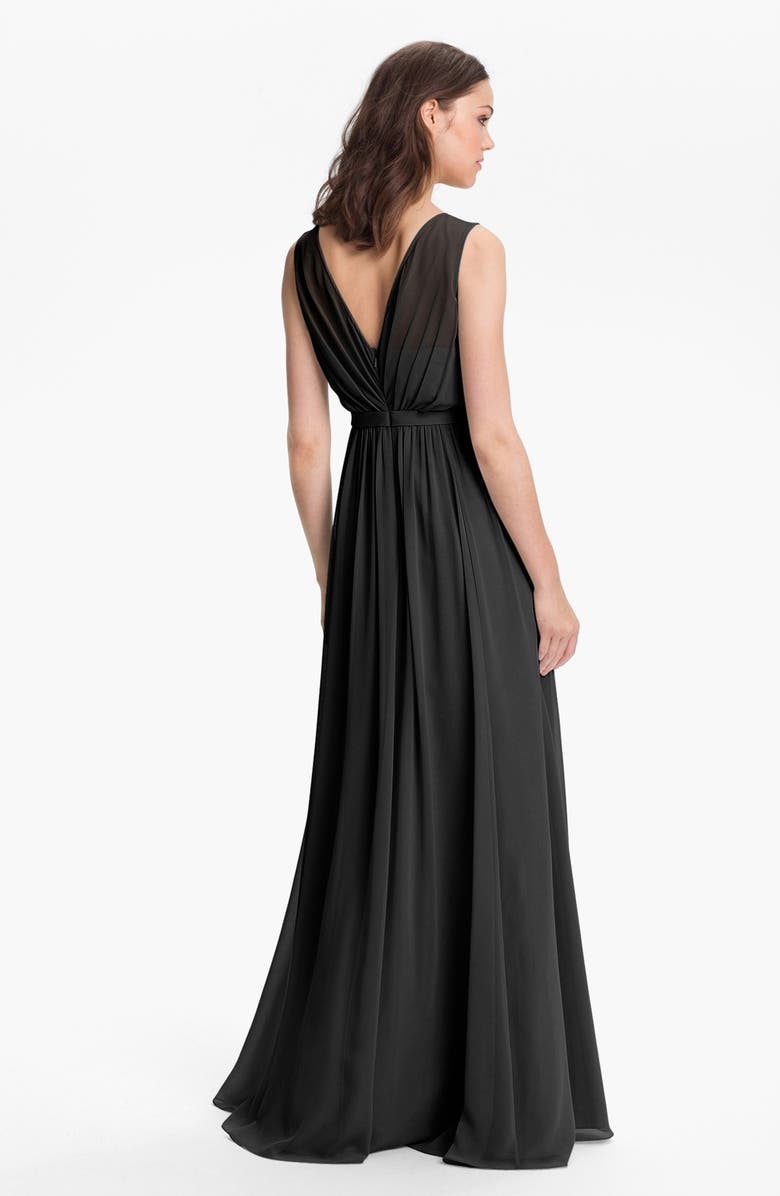 Jenny Yoo Vivienne Pleated Chiffon Gown, Alternate, color, 