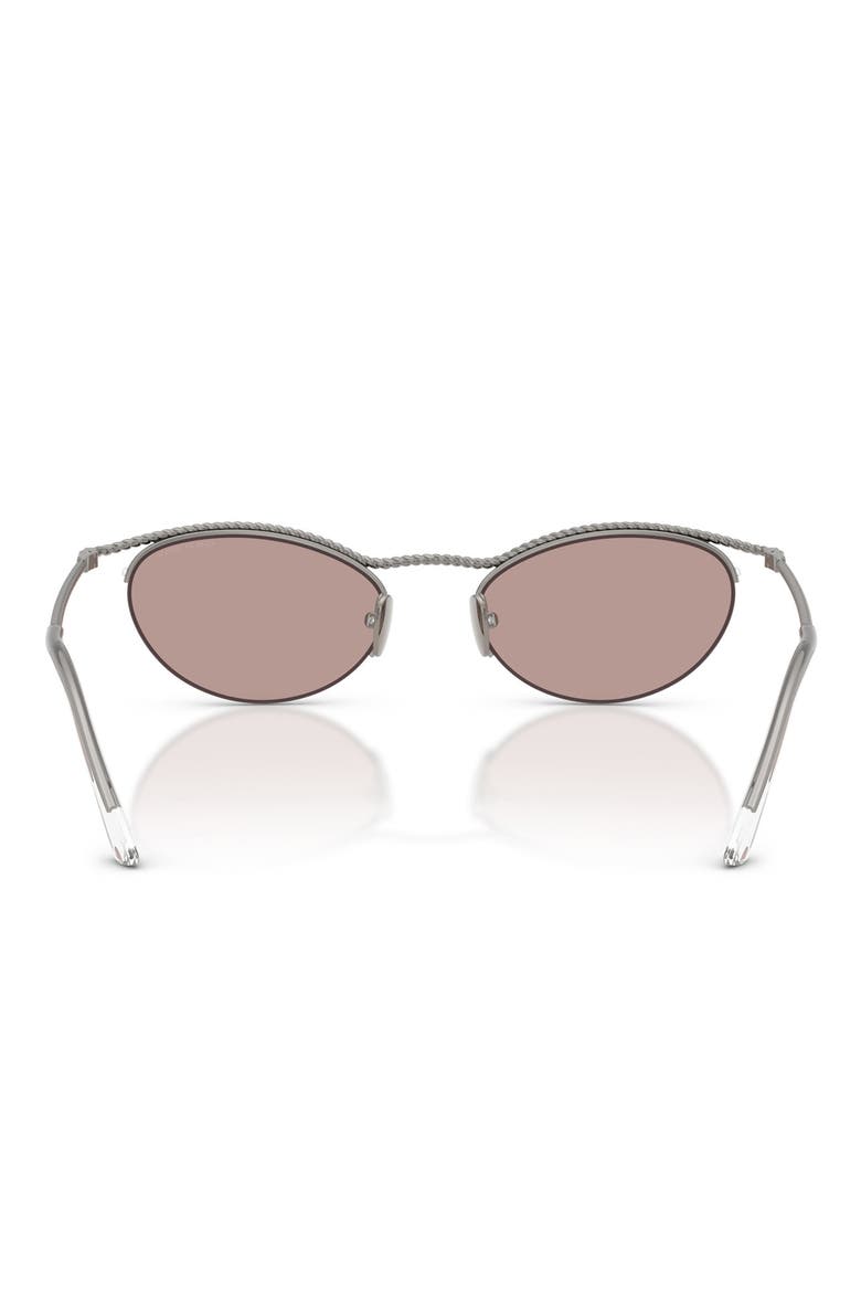 50mm Semi Rimless Butterfly Sunglasses, Alternate, color, SHINY GUNMETAL / PURPLE BROWN