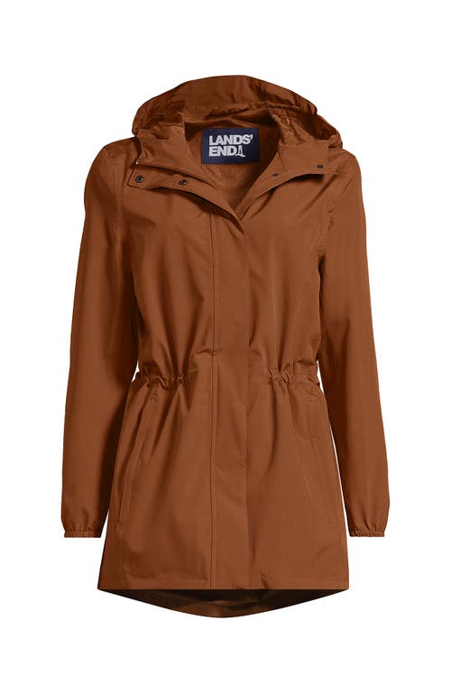 Lands' End Waterproof Hooded Packable Raincoat In Brown
