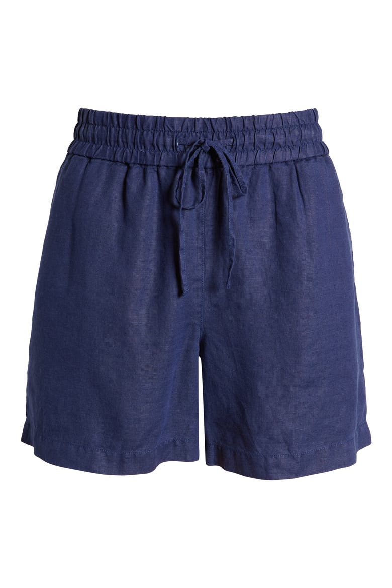 Palmbray High Waist Linen Shorts, Alternate, color, ISLAND NAVY