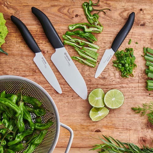 Kyocera Advanced Ceramics 3 Piece Revolution Series Knife Set In Black