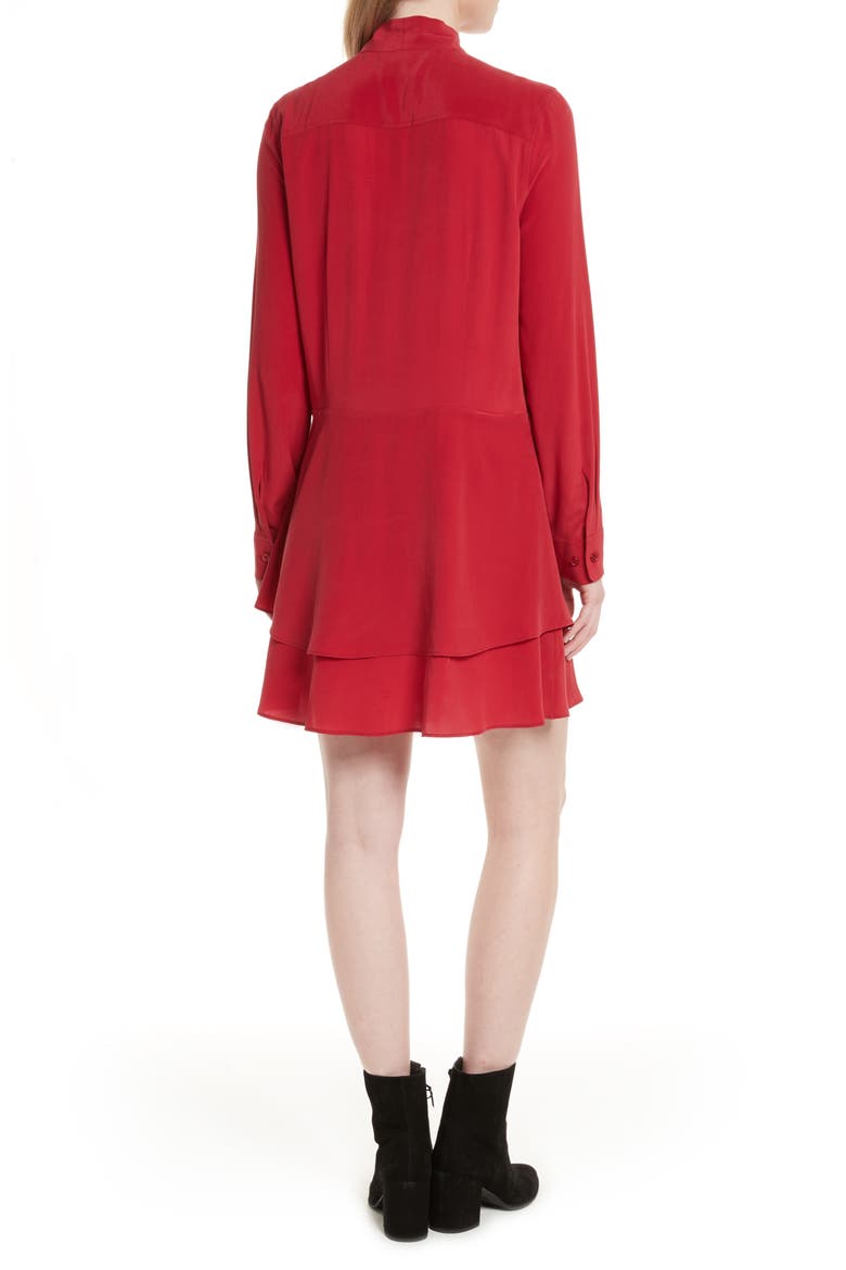 Natalia Tie Neck Silk Dress, Alternate, color, RED NOUVEAU