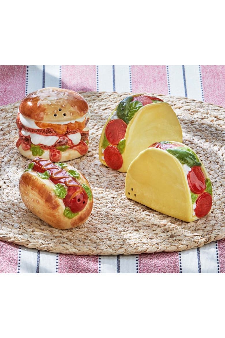 Taco Ceramic Decorative Salt and Pepper Shaker Set, Alternate, color, Yellow