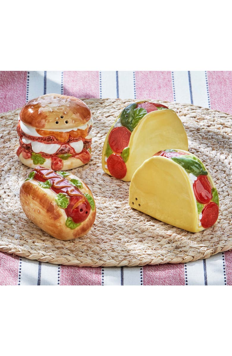 tag Taco Ceramic Decorative Salt and Pepper Shaker Set, Alternate, color, Multicolored