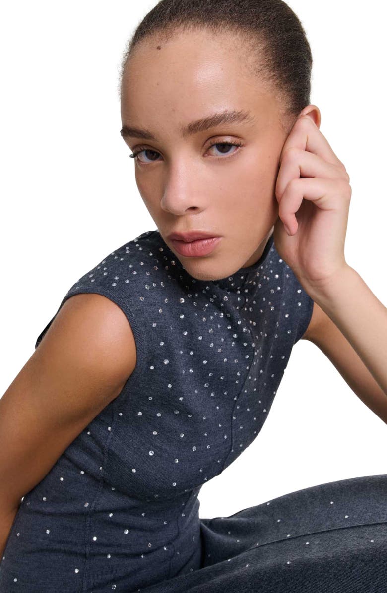 maje Knit maxi dress with rhinestones, Alternate, color, 