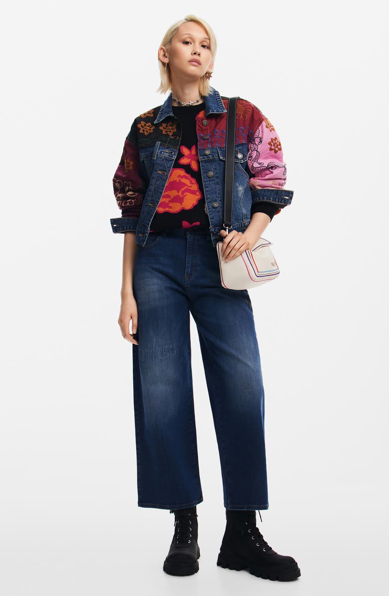 Desigual Madrid Patchwork Denim Jacket, Alternate, color,