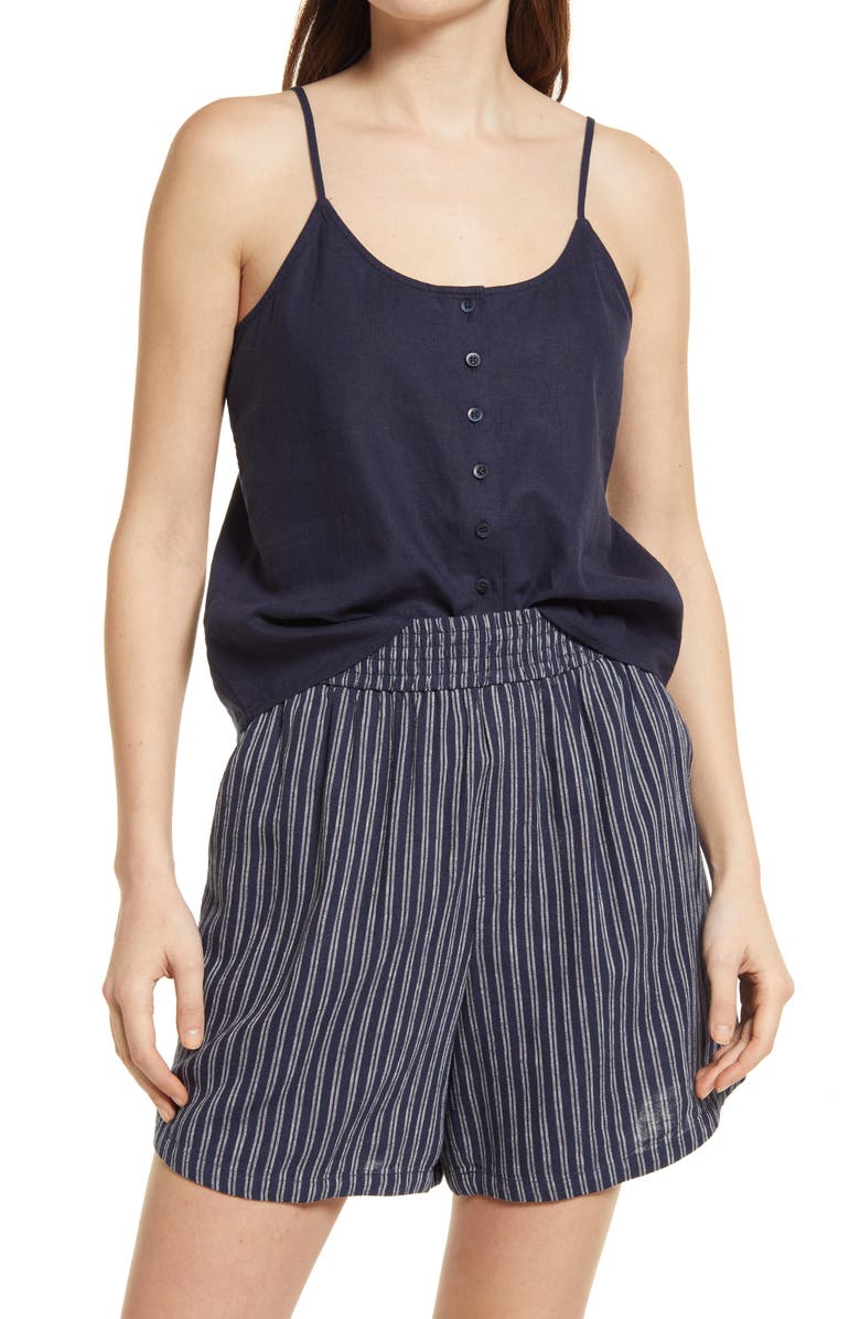 Treasure & Bond Button Front Linen Blend Camisole, Main, color, 