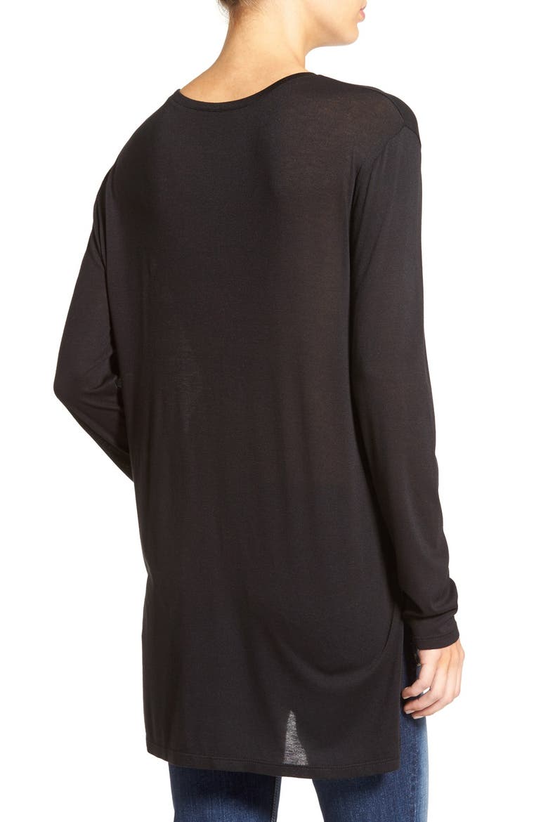 Long Sleeve Tunic Tee, Alternate, color, BLACK