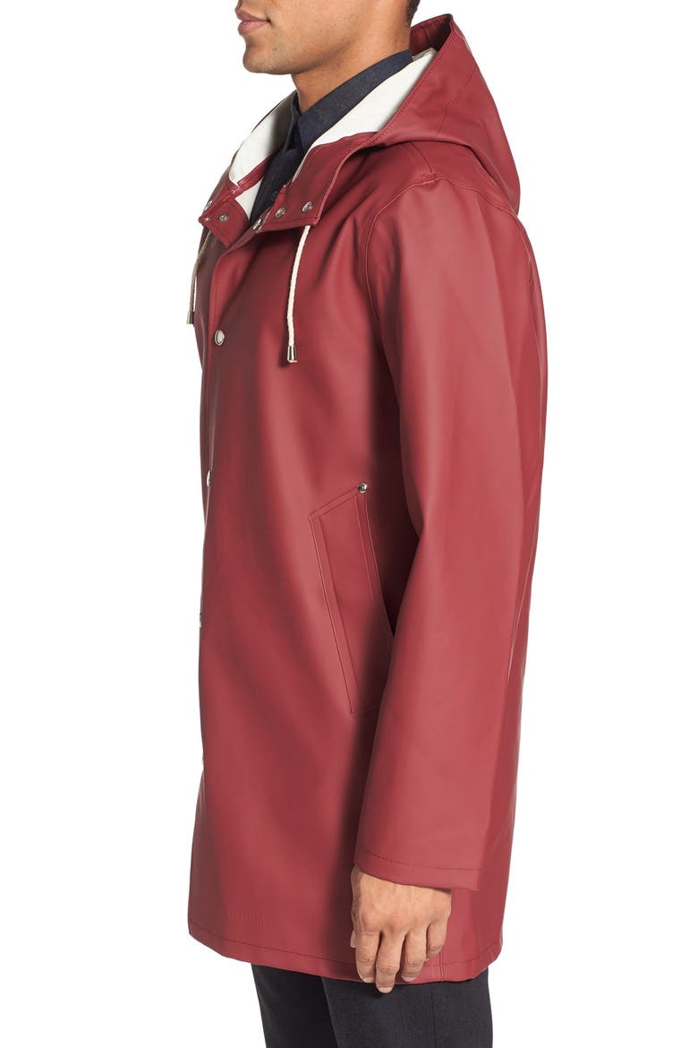 Stockholm Long Sleeve Hooded Raincoat, Alternate, color, BURGUNDY