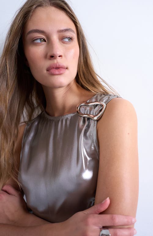 Topshop Metallic Hardware Maxi Dress In Gray