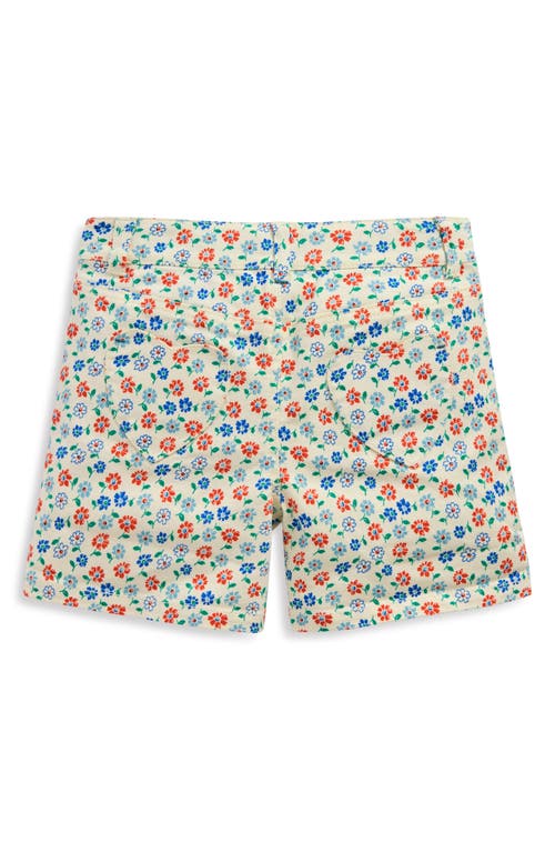 Mini Boden Kids' Floral Denim Shorts In Vanilla White Vintage Daisy