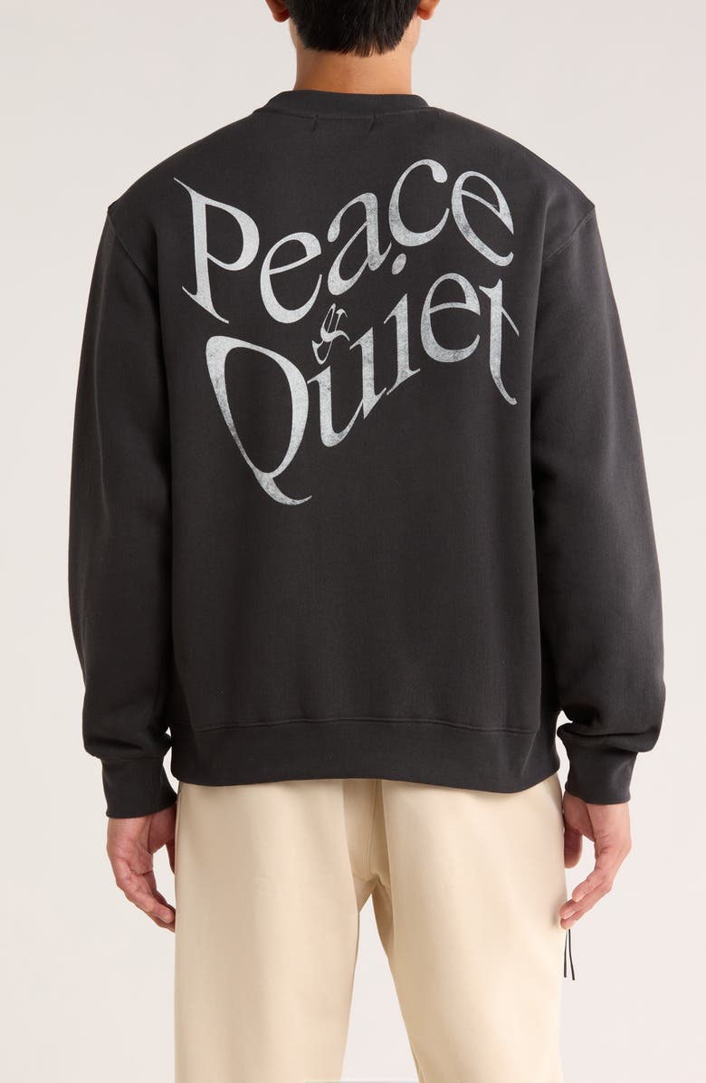 Museum of Peace & Quiet Warped Logo Cotton Crewneck Sweatshirt, Alternate, color, Black