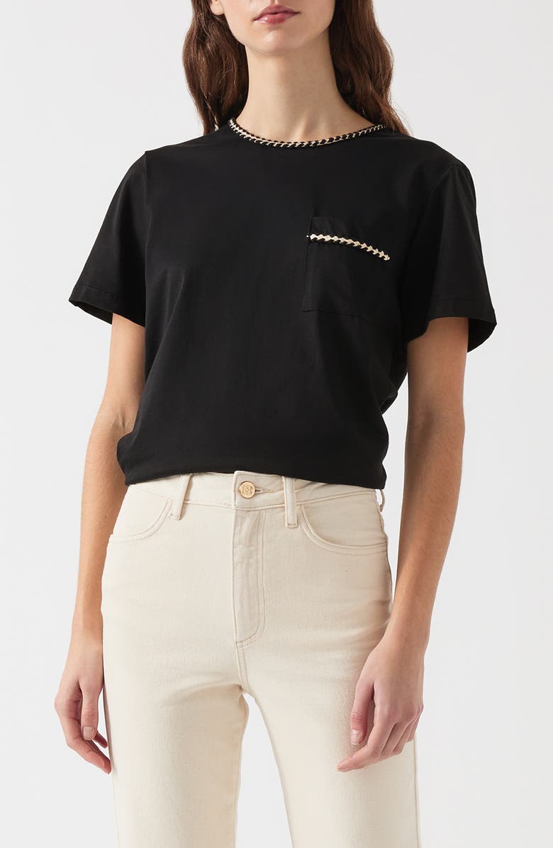 LK Bennett Vita Braided Trim Cotton T-Shirt, Main, color, 