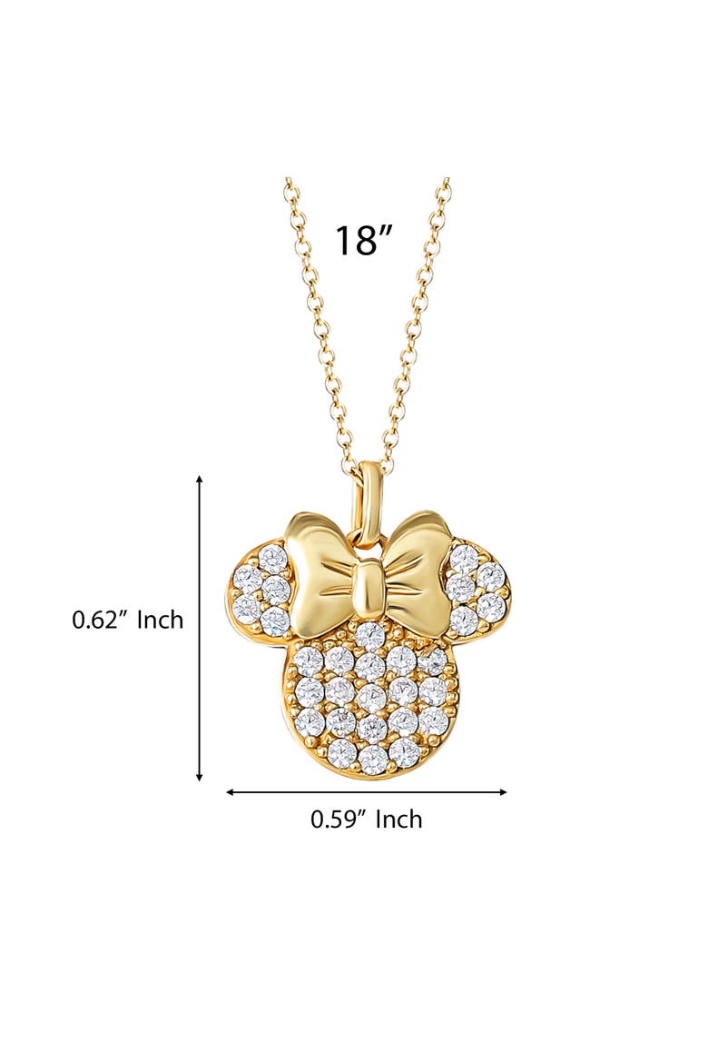 Minnie Mouse Necklace for Women 18" Official License, Cubic Zirconia, Alternate, color, Metallic Gold
