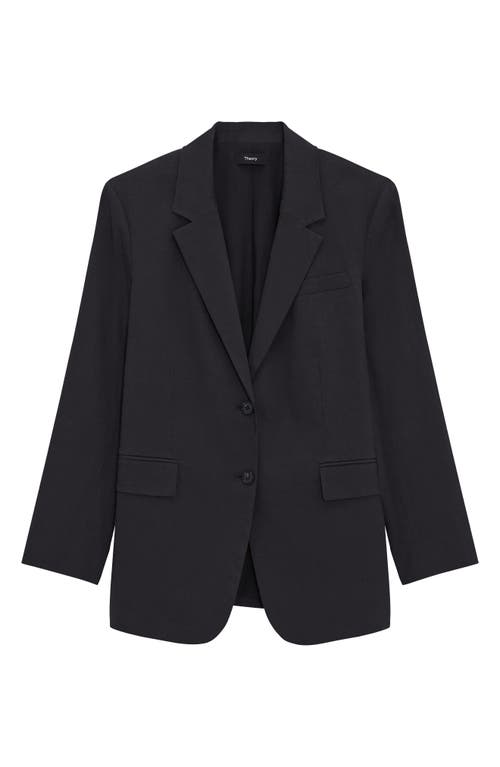 Theory Linen Blend Blazer In Black