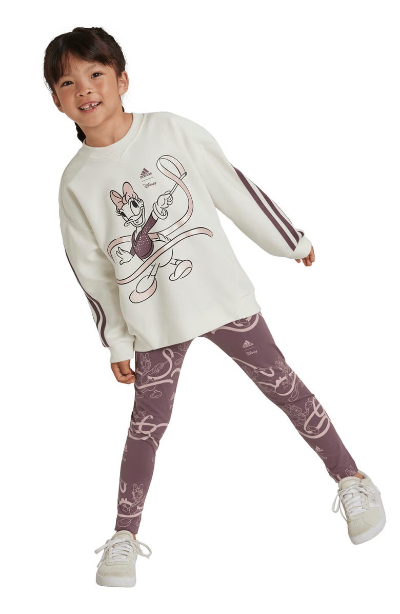 adidas x Disney Kids' Daisy & Minnie Sweatshirt & Leggings Set, Alternate, color, 