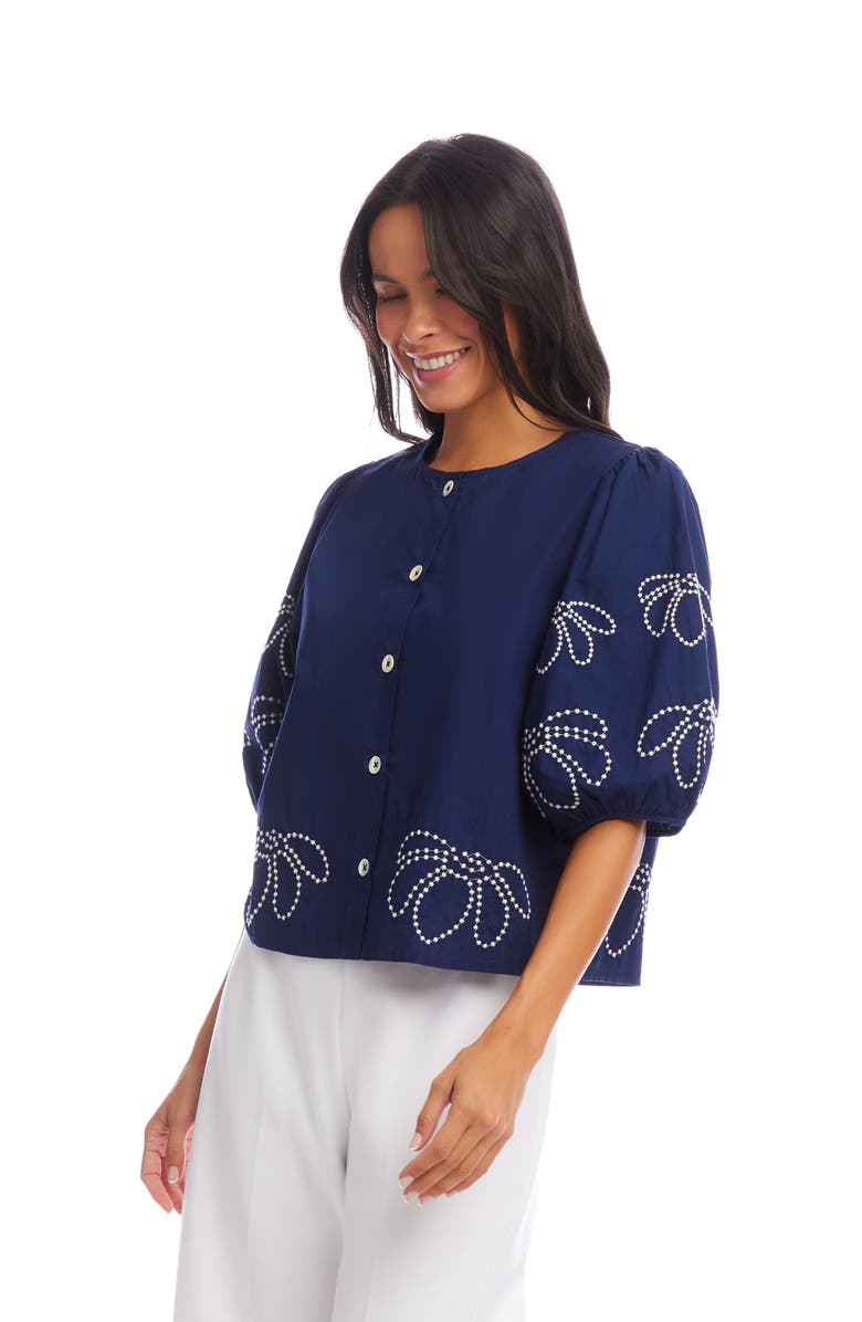 Karen Kane Embroidered Puff Sleeve Shirt, Alternate, color, 