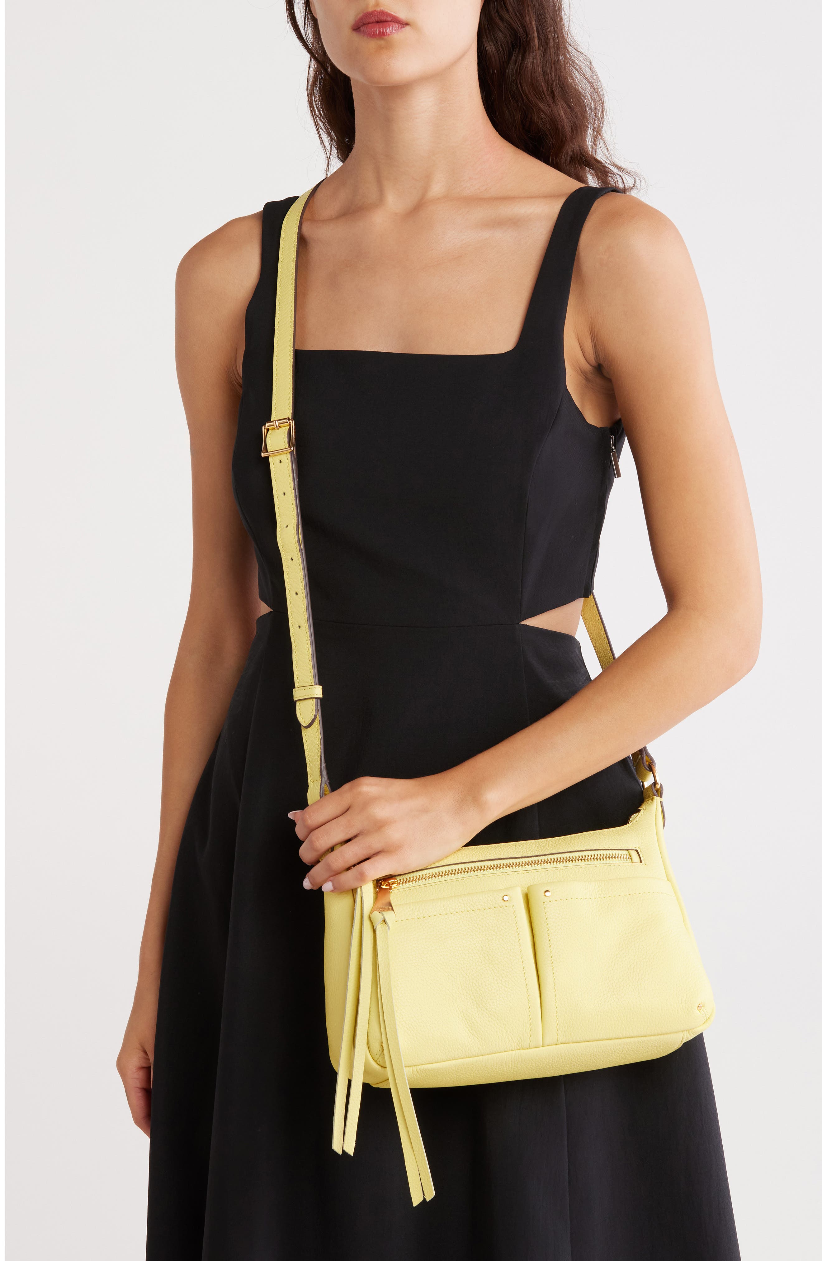 AIMEE Vistas Leather Crossbody Bag, Alternate, color, Banana Cream