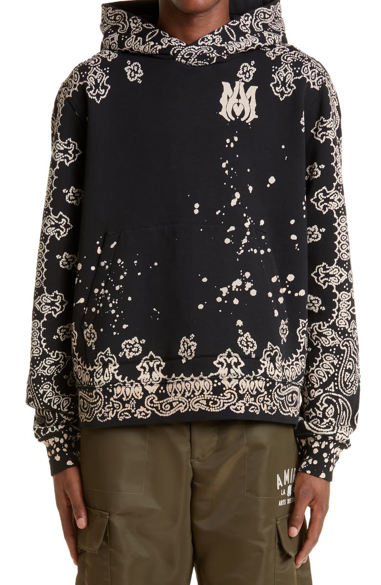 AMIRI Men's Oversize Bandana Print Bleach Splatter Hoodie, Main, color,