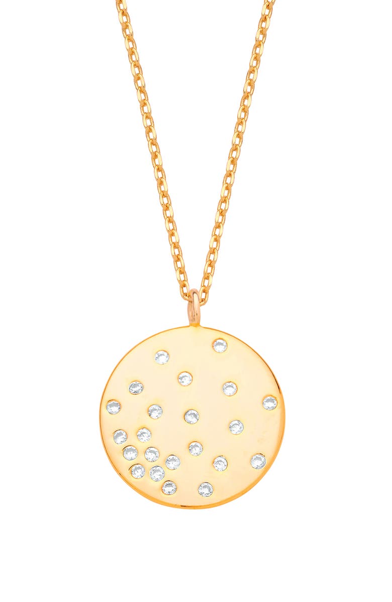 Estella Bartlett Crystal Studded Disc Pendant Necklace, Main, color, 