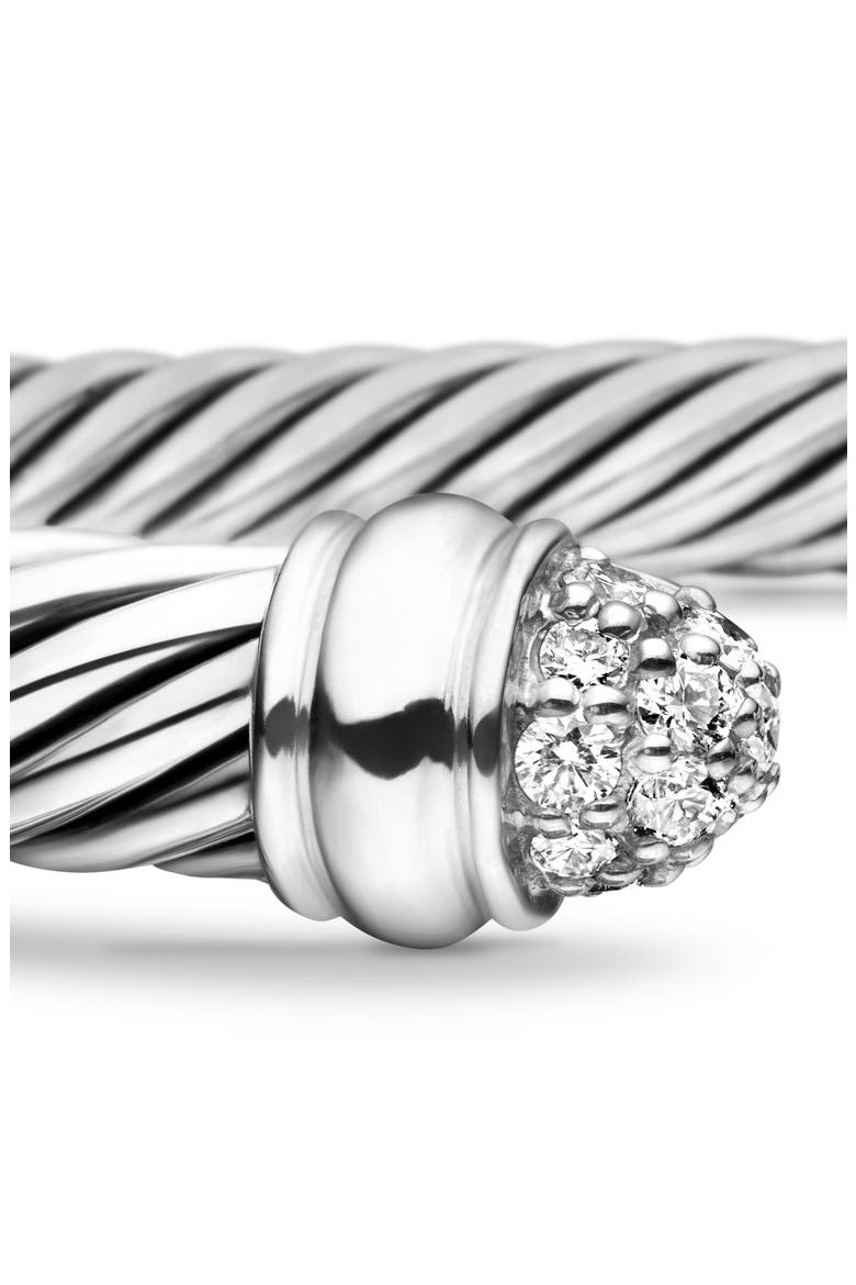 Classic Cable Bracelet in Sterling Silver with Pavé Diamond Domes, 5mm, Alternate, color, DIAMOND