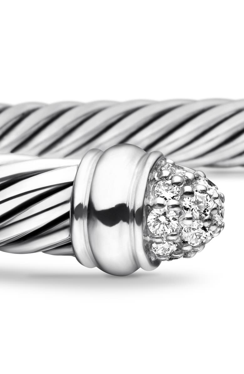 David Yurman Classic Cable Bracelet in Sterling Silver with Pavé Diamond Domes, 5mm, Alternate, color, Diamond