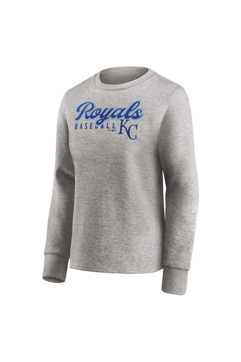 Women's Fanatics Branded Heathered Gray Kansas City Royals Crew Pullover Sweater, Alternate, color, Heather Gray