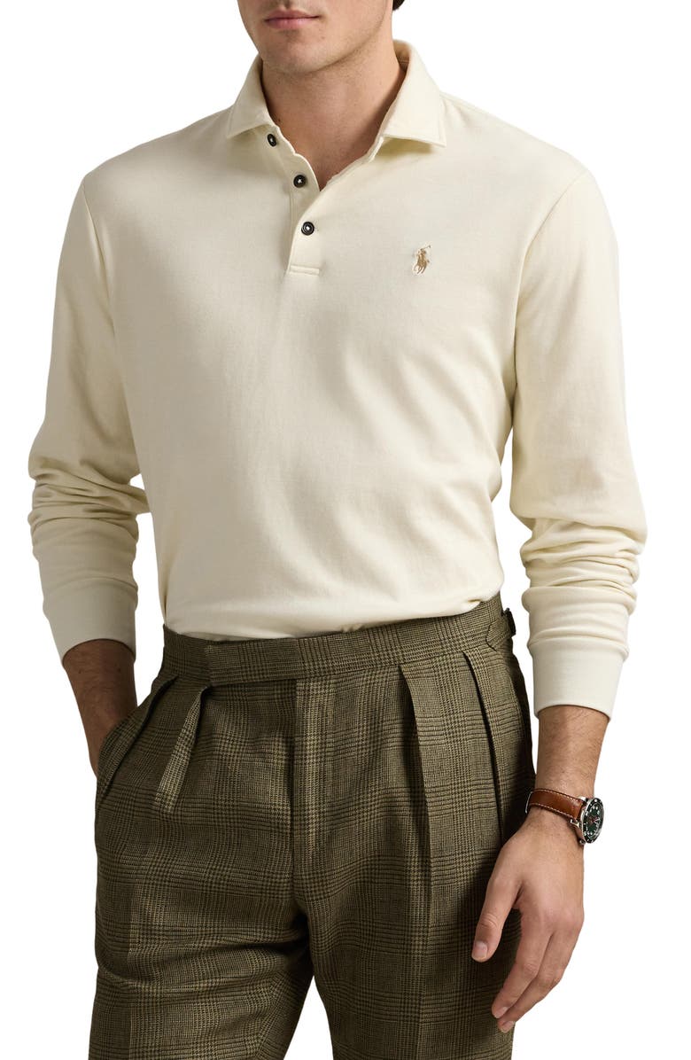 Polo Ralph Lauren Double Knit Jersey Long Sleeve Polo, Main, color,