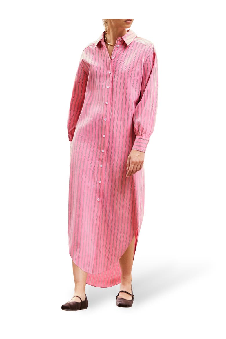 Long Sleeve Stripe Shirt Dress, Alternate, color, Pink