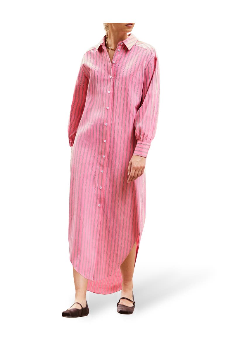 Ro&Zo Long Sleeve Stripe Shirt Dress, Alternate, color, Pink
