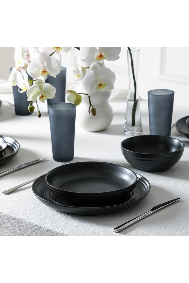 Elio 32-Piece Dinnerware Set with Glassware, Service for 8, Alternate, color, Black